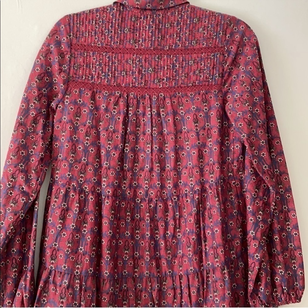 Anthropologie Tiered Shirt Side Pockets Floral Preppy Dress Prairie Cottage Core - Picture 5 of 7